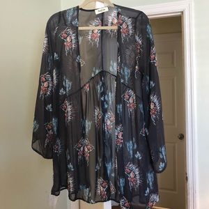 Sheer Southwestern Print Kimono
